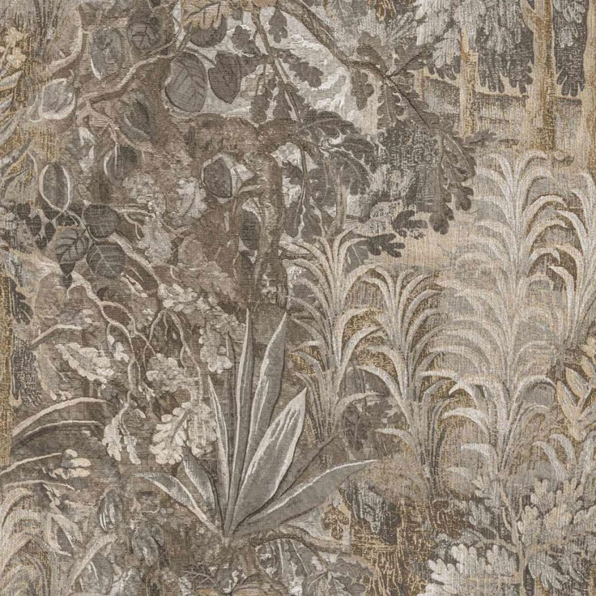 Tapéta, szürke, fekete, növények, levelek, 5821, Jaipur, Parato by Cristiana Masi