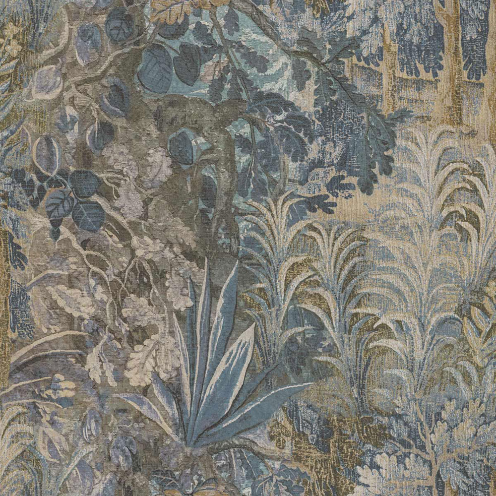 Tapéta, kék, szürke, növények, levelek, 5826, Jaipur, Parato by Cristiana Masi