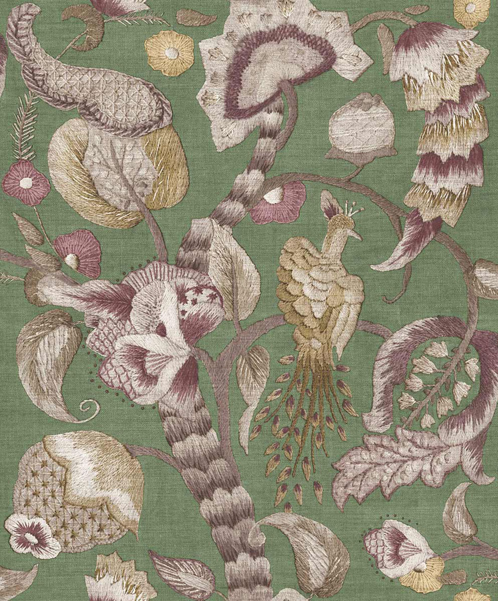 Tapéta, lila, szürke, virágzó ágak, madarak, 5805, Jaipur, Parato by Cristiana Masi