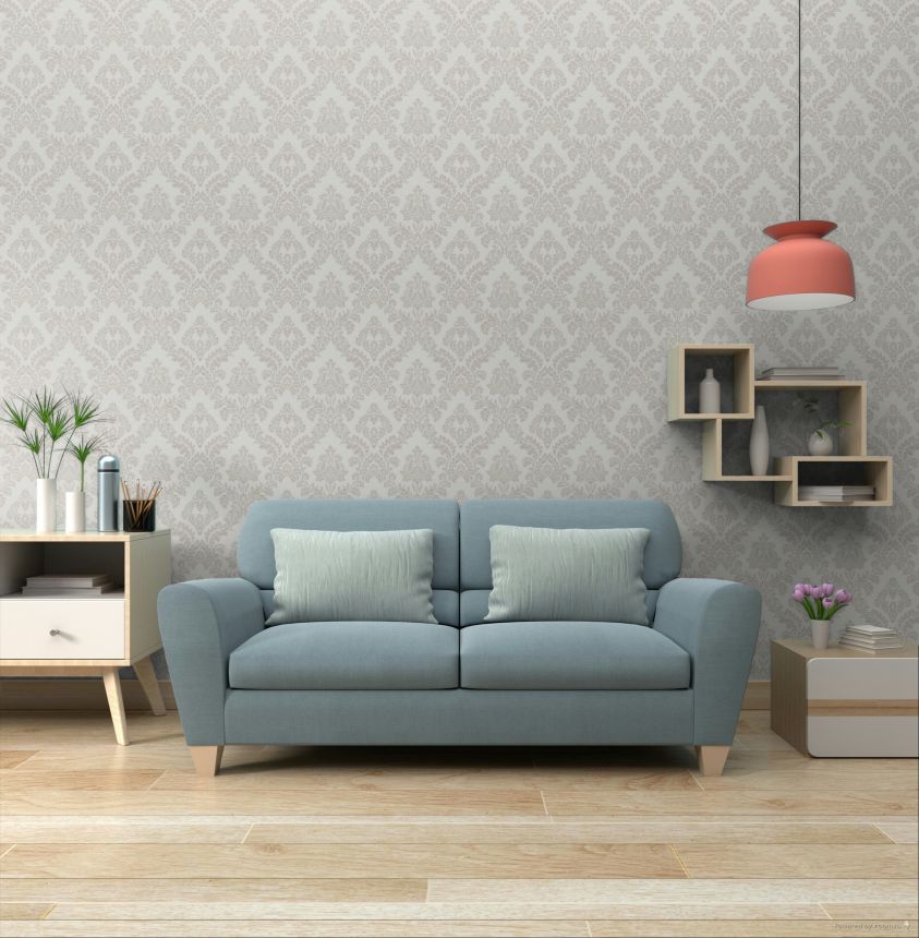 Tapéta, ezüst-fehér, kastélymintás, 7741, Agora, Parato by Cristiana Masi