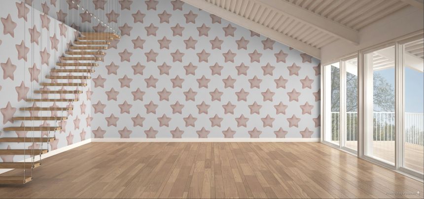 Tapéta, rózsaszín, fehér, csillagok, 4407, Momi, Parato by Cristiana Masi