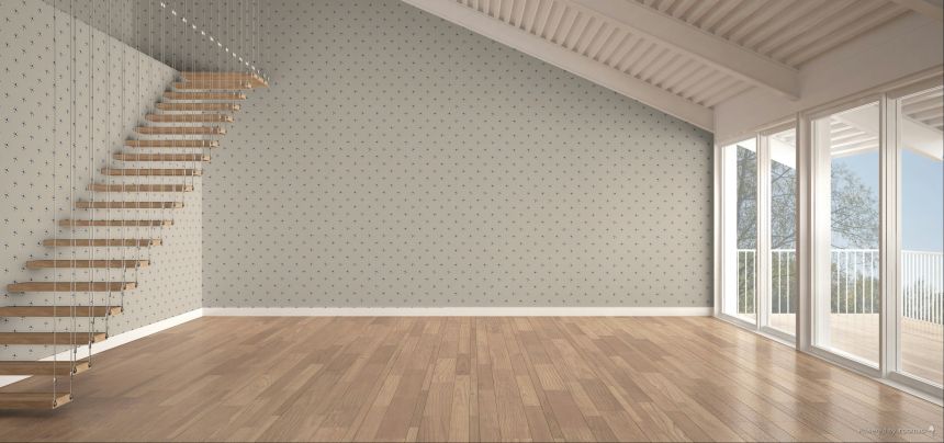 Gyerek tapéta, bézs, fekete, focilabdák, 4455, Momi, Parato by Cristiana Masi