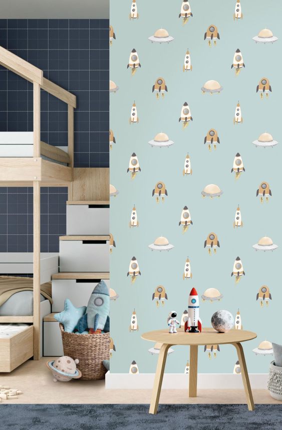 Tapéta, sötétkék, fehér, kockás, 4480, Momi, Parato by Cristiana Masi