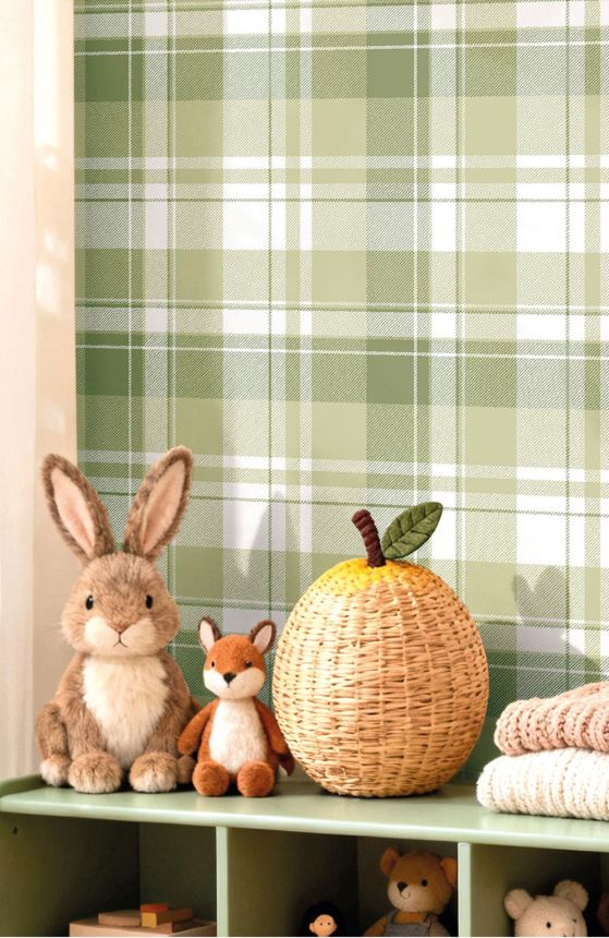 Tapéta, zöld, kockás textil hatású, 4490, Momi, Parato by Cristiana Masi