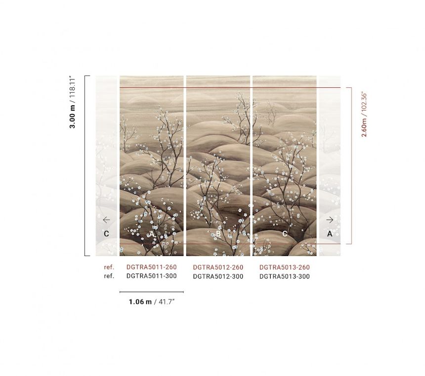Fotótapéta, bézs, szürke, virágzó szakuraágak, DGTRA5011-260, Traces, Masureel