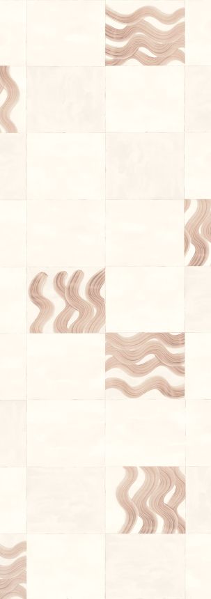Fotótapéta, rózsaszín, barna, hullámok négyzetekben, DGTRA6032-260, Traces, Masureel