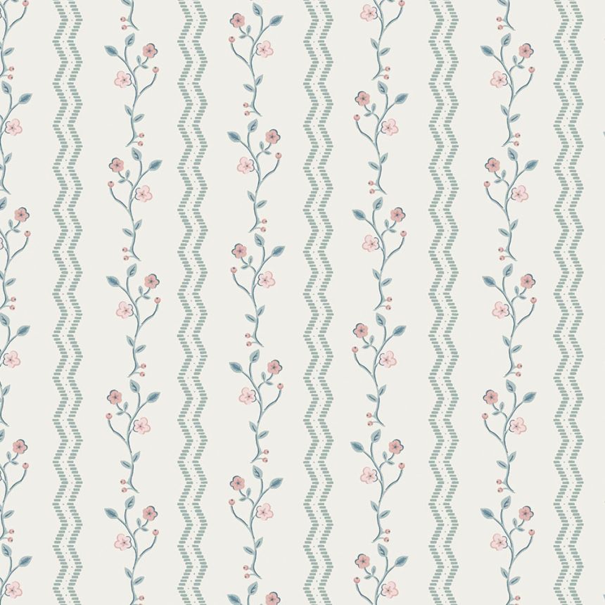 Tapéta, rózsaszín, kék, virágok, 122748, Laura Ashley 4