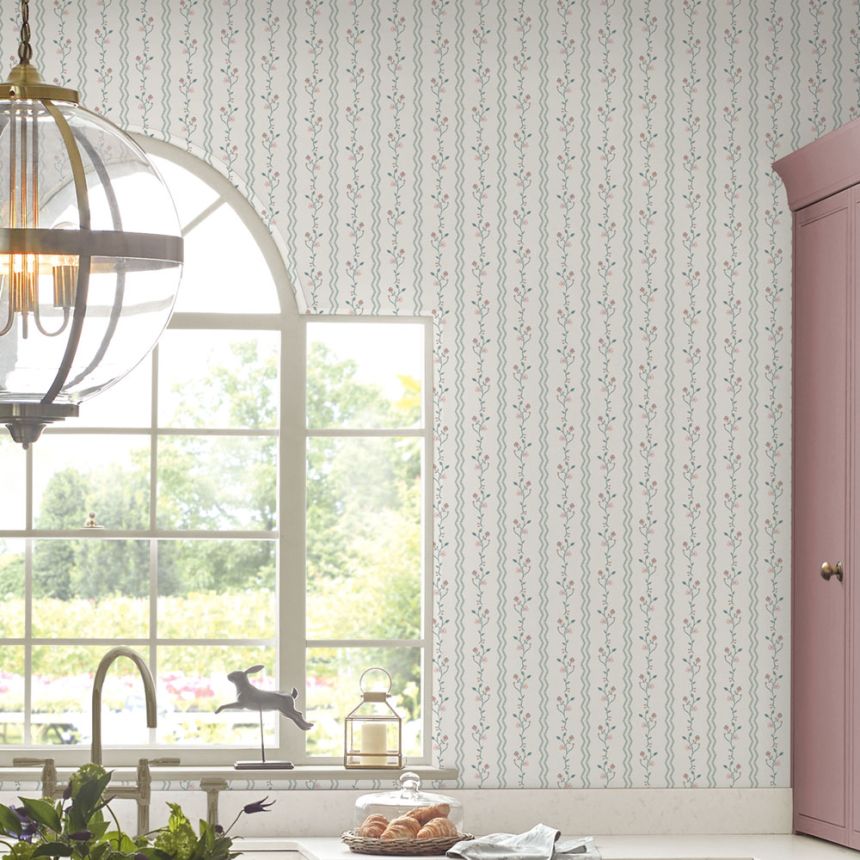 Tapéta, rózsaszín, kék, virágok, 122748, Laura Ashley 4