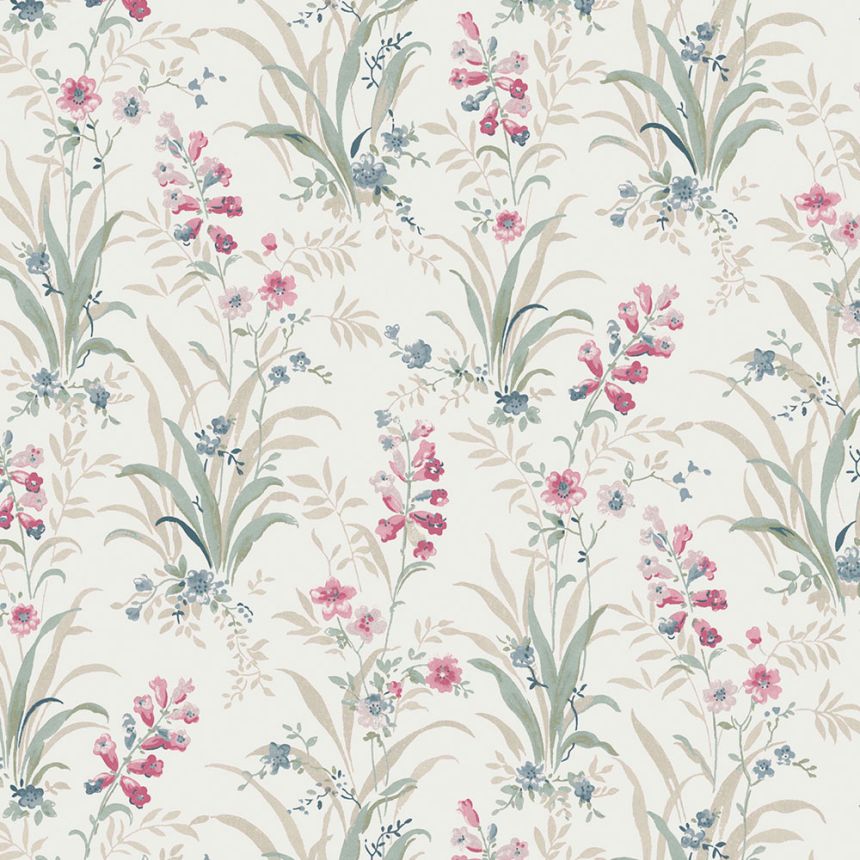 Tapéta, zöld, rózsaszín, mezei virágok, 122750, Laura Ashley 4