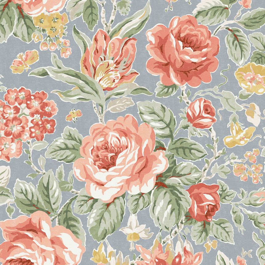 Tapéta, kék, piros, rózsák, 122753, Laura Ashley 4