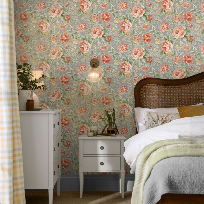 Tapéta, kék, piros, rózsák, 122753, Laura Ashley 4