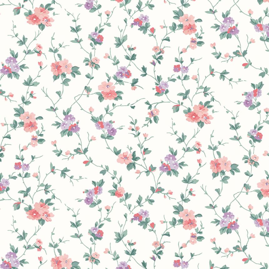 Tapéta, zöld, lila, virágok, 122765, Laura Ashley 4