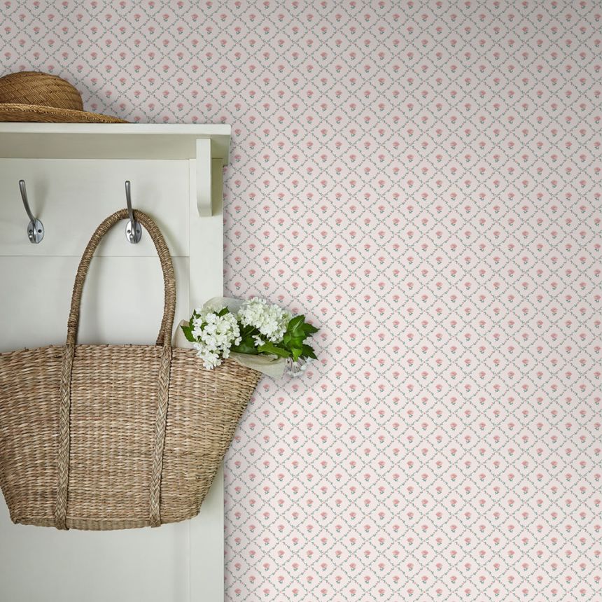 Tapéta, piros, zöld, rózsák, 122766, Laura Ashley 4