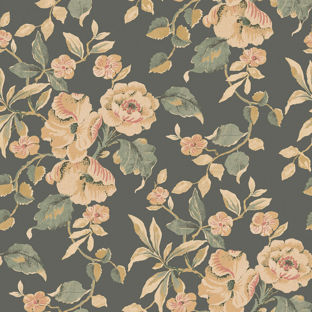 Virágmintás tapéta, narancssárga, kék, 127396, Laura Ashley 4