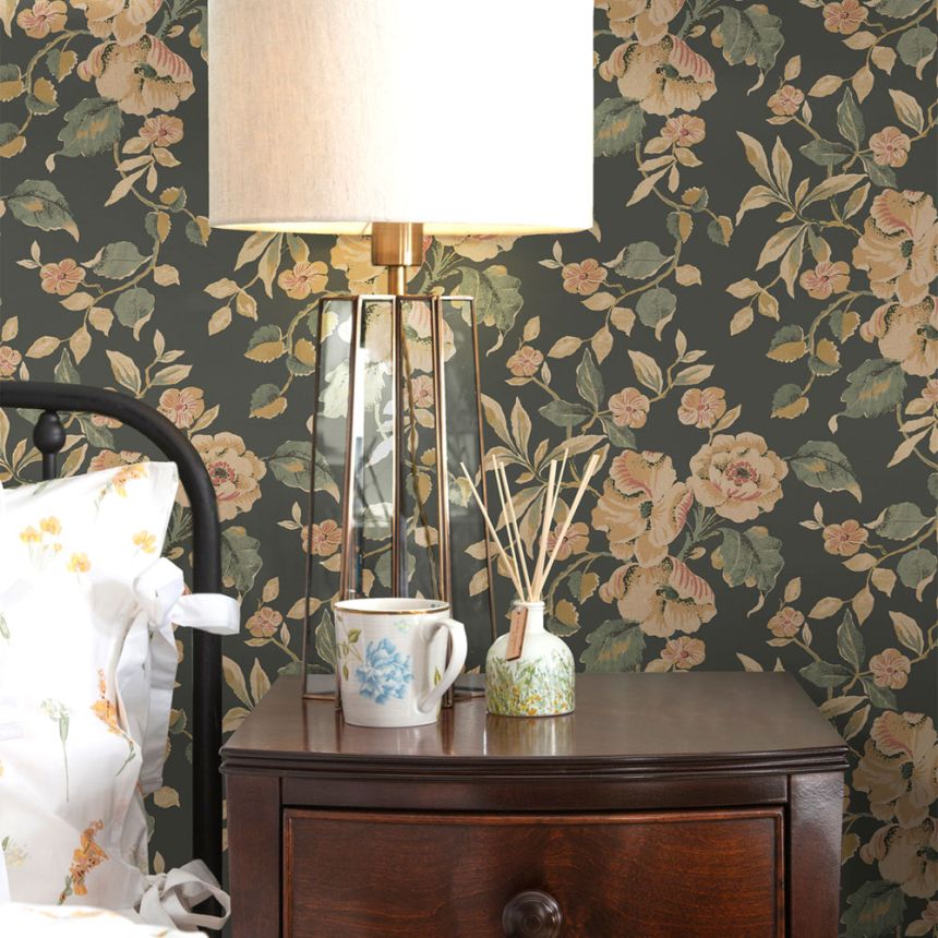 Virágmintás tapéta, narancssárga, kék, 127396, Laura Ashley 4
