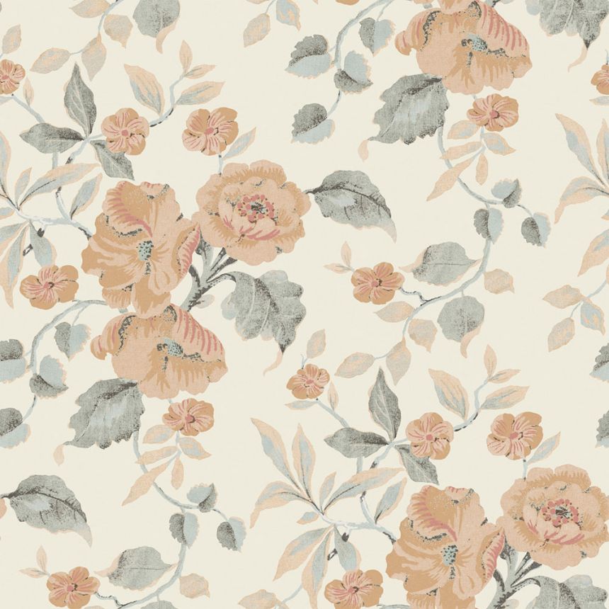Virágmintás tapéta, narancssárga, fehér, 127397, Laura Ashley 4