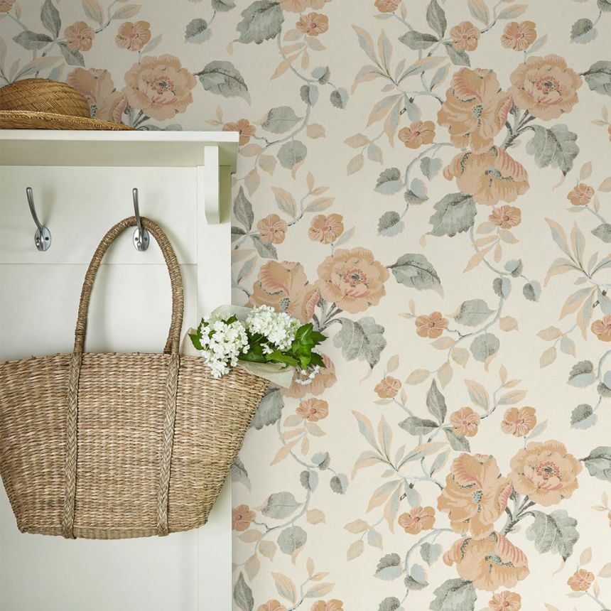 Virágmintás tapéta, narancssárga, fehér, 127397, Laura Ashley 4