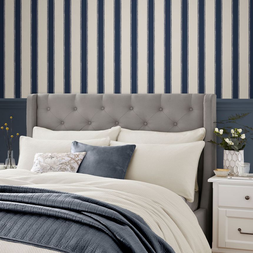 Tapéta, kék-fehér, csíkos, 127404, Laura Ashley 4