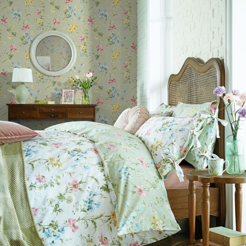Tapéta, zöld, rózsaszín, pipacsvirágok, 127405, Laura Ashley 4