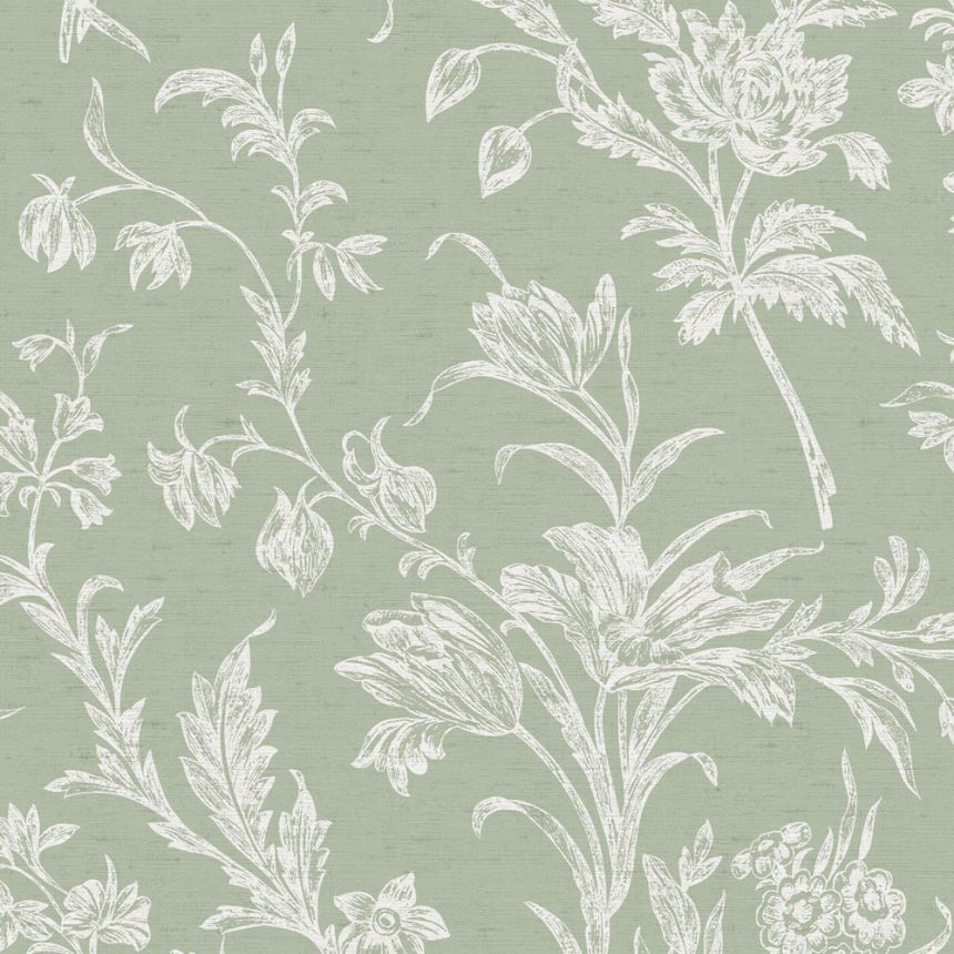 Tapéta, zöld-fehér, virágmintás, 130116, Laura Ashley 4