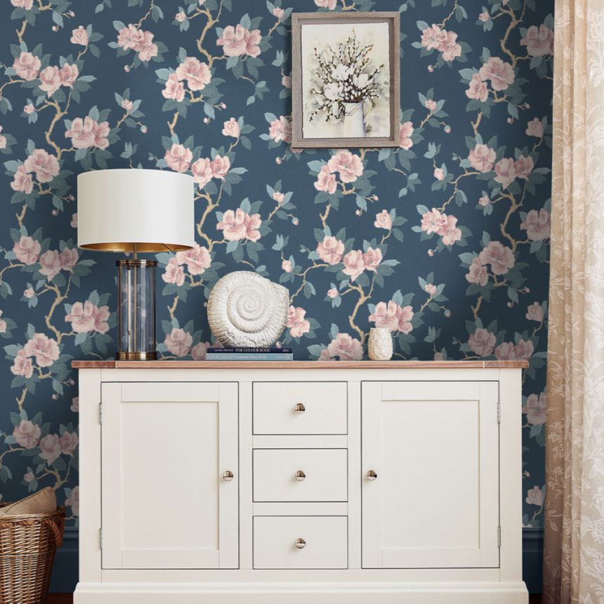 Virágmintás tapéta, kék, rózsaszín, 130095, Laura Ashley 4