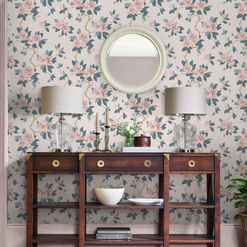 Virágmintás tapéta, rózsaszín, kék, 130096, Laura Ashley 4