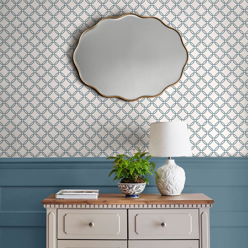 Tapéta, kék, fehér, geometrikus minta, 130100, Laura Ashley 4
