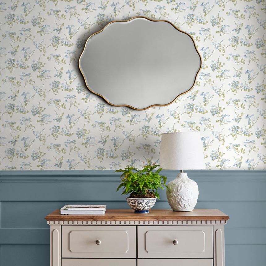 Tapéta, fehér, kék, virágmintás, 130102, Laura Ashley 4