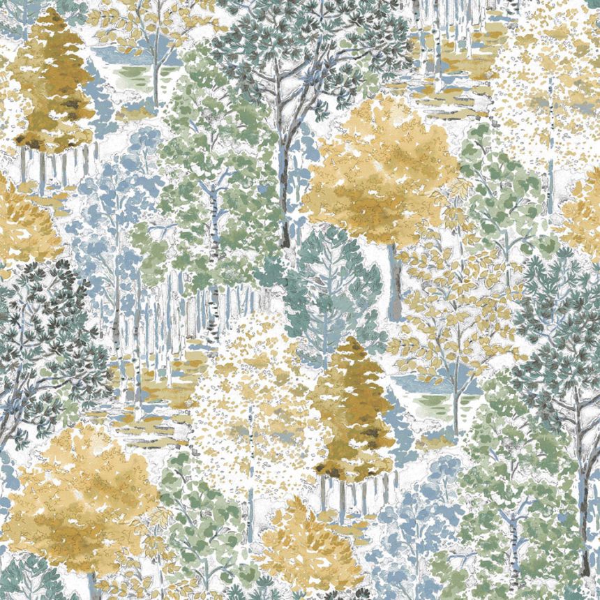 Tapéta, sárga, zöld, erdei motívum, 130153, Laura Ashley 4
