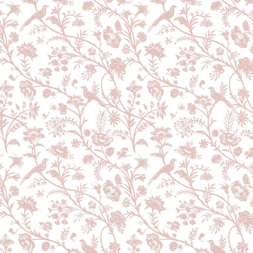 Tapéta, fehér, rózsaszín, rózsák, madarak, 130108, Laura Ashley 4