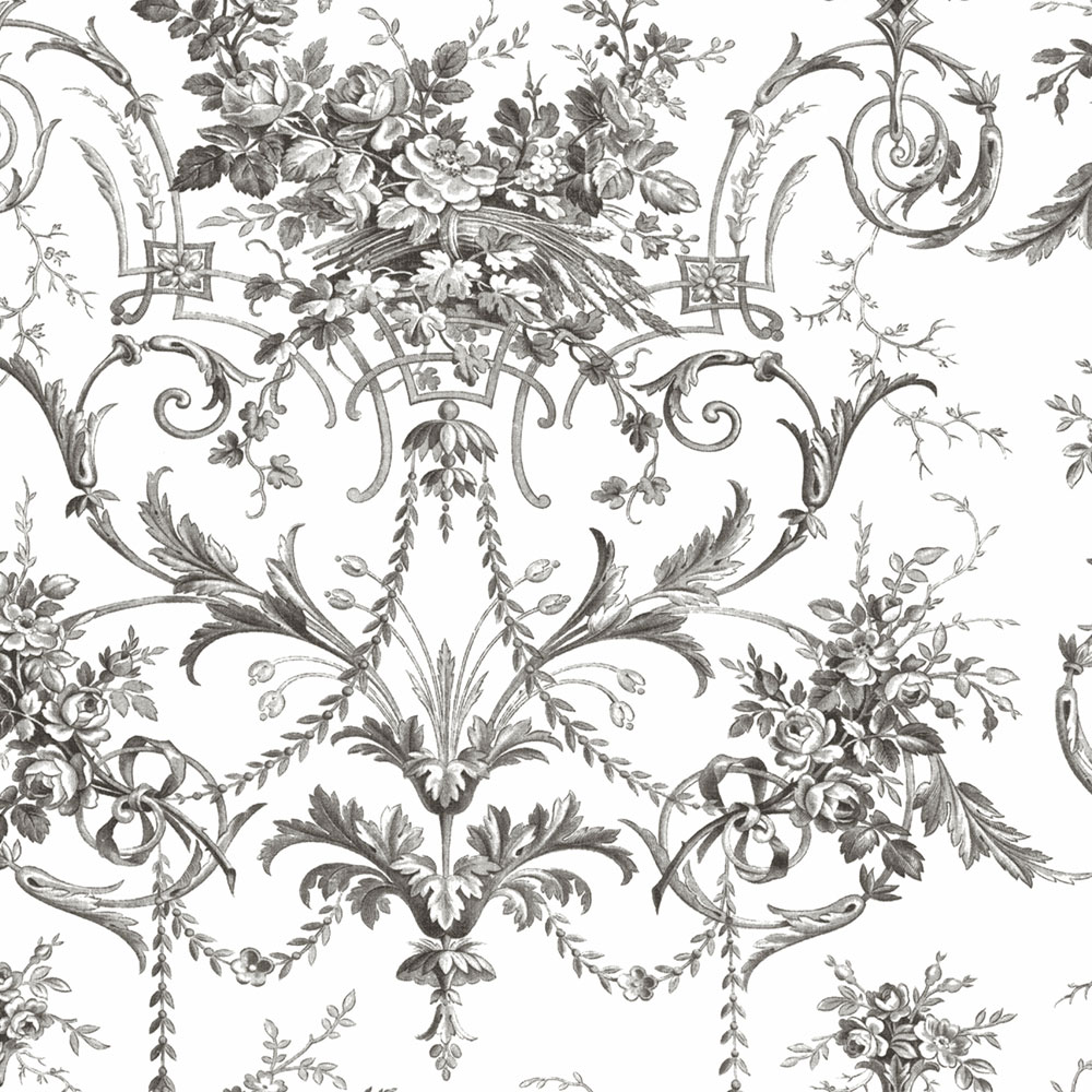 Kastélymintás tapéta, fekete-fehér, virágok, 122768, Laura Ashley 4