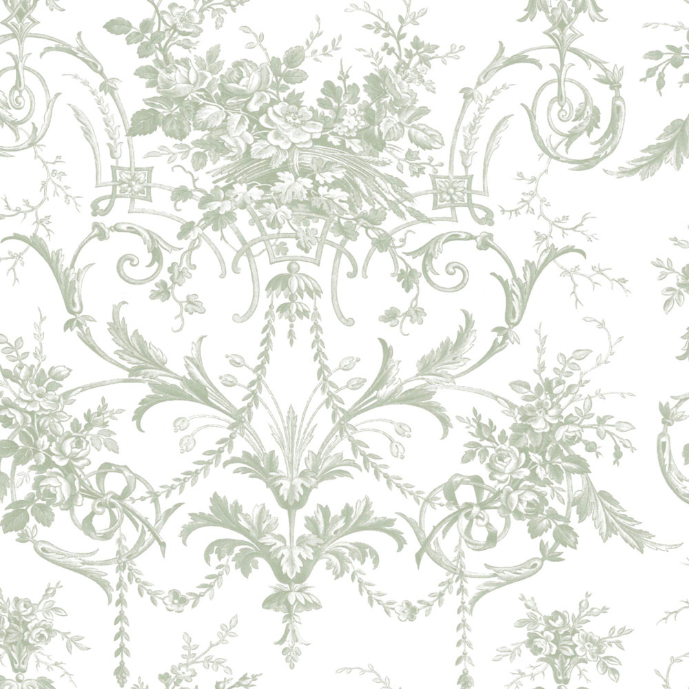 Kastélymintás tapéta, zöld-fehér, virágok, 130112, Laura Ashley 4