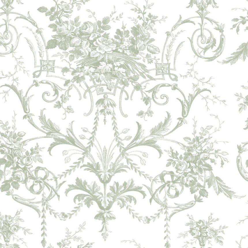 Kastélymintás tapéta, zöld-fehér, virágok, 130112, Laura Ashley 4