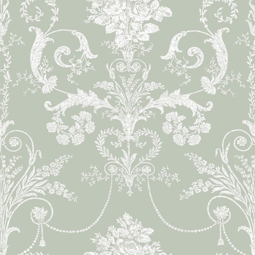 Kastélymintás tapéta, zöld, fehér, 130114, Laura Ashley 4