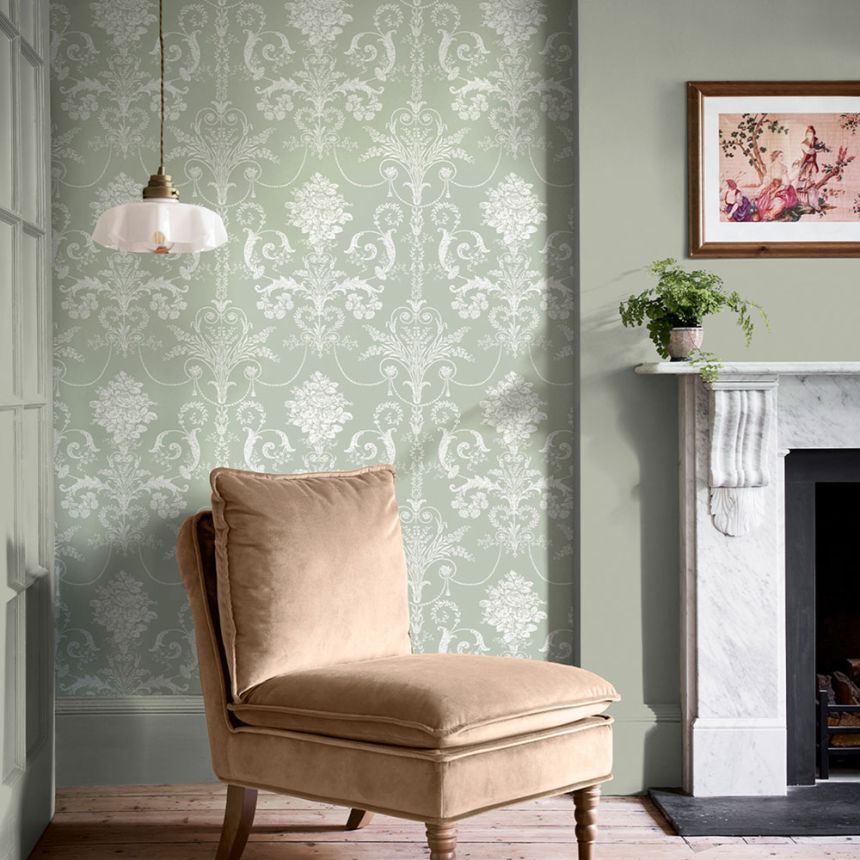 Kastélymintás tapéta, zöld, fehér, 130114, Laura Ashley 4