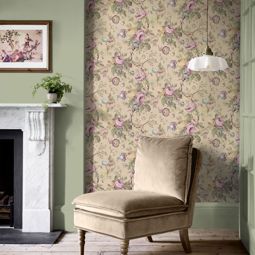Tapéta, rózsaszín, zöld, virágmintás, 140323, Laura Ashley 4