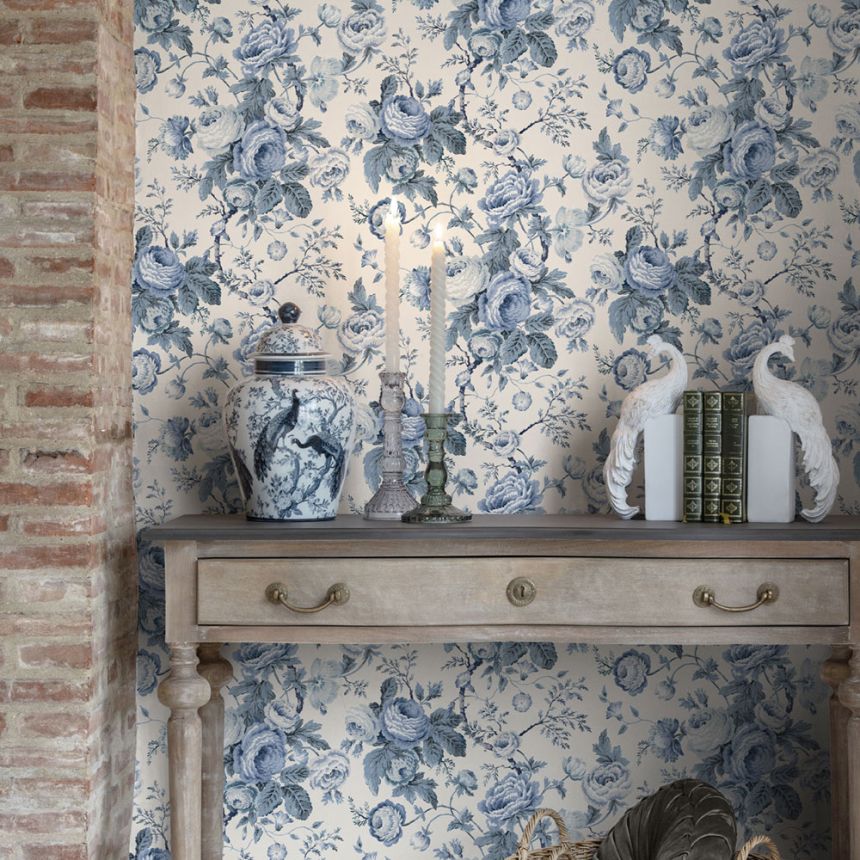 Tapéta, kék, fehér, virágmintás, 140324, Laura Ashley 4