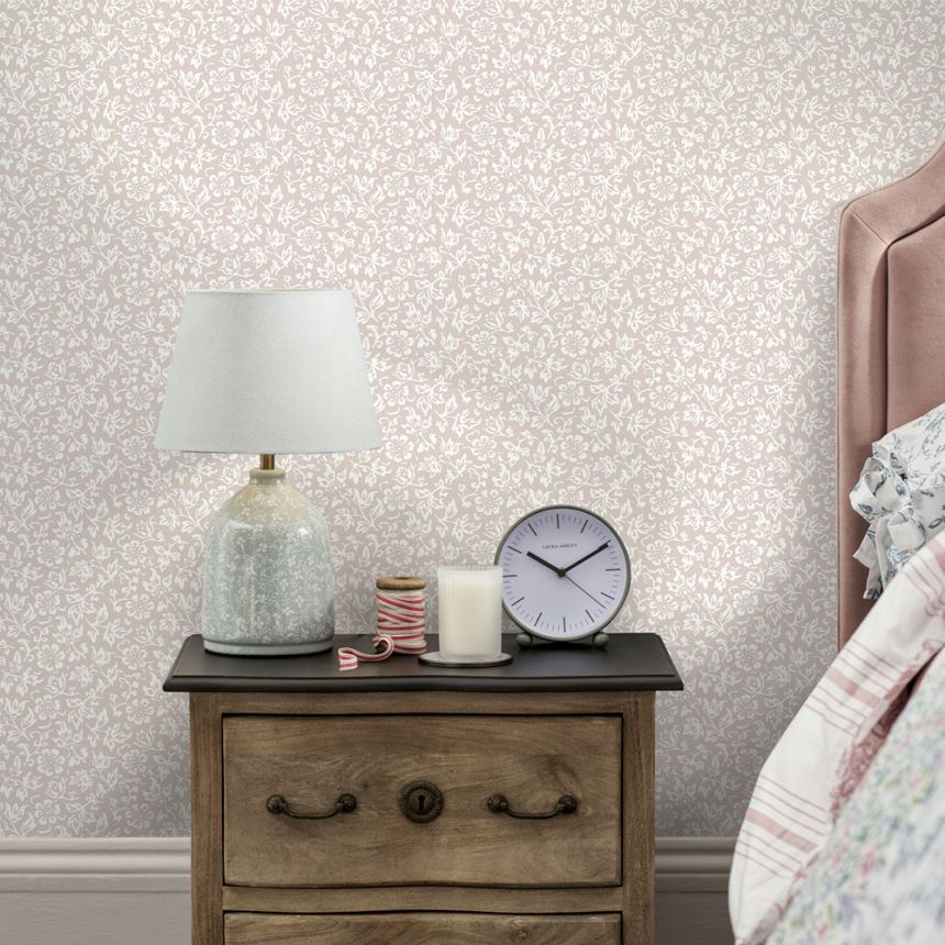 Tapéta, rózsaszín-fehér, virágmintás, 140326, Laura Ashley 4