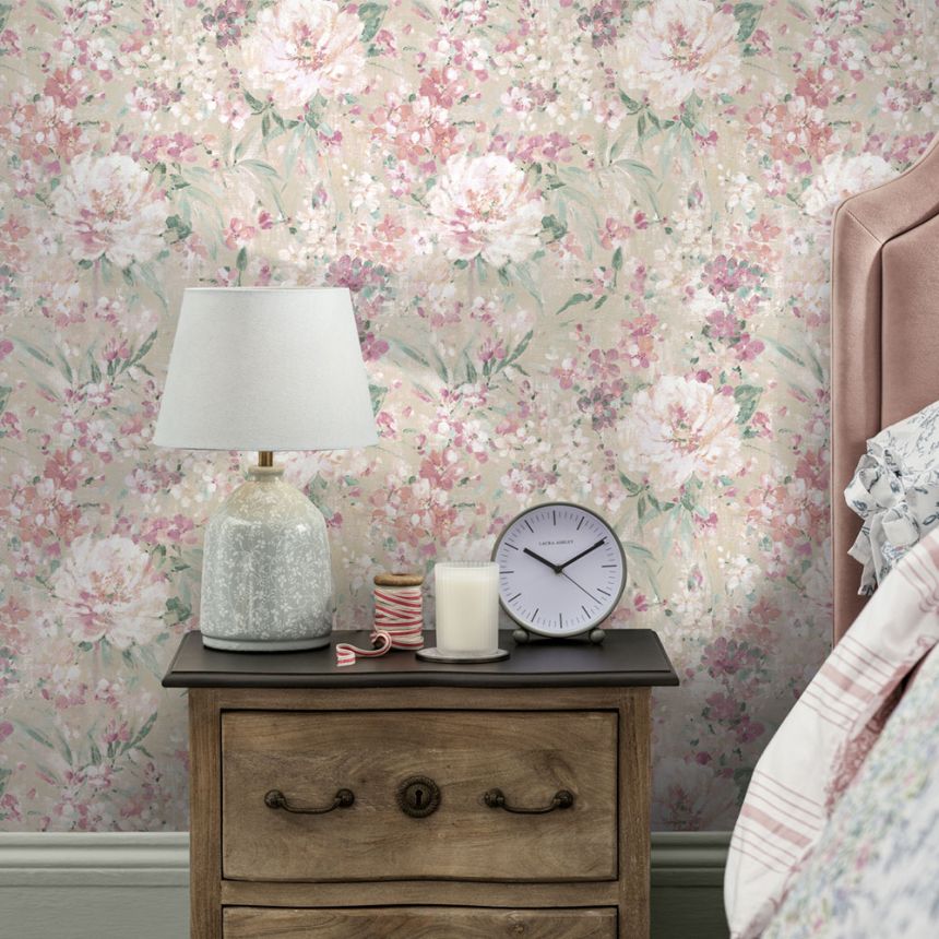 Tapéta, rózsaszín, fehér, virágmintás, 140329, Laura Ashley 4
