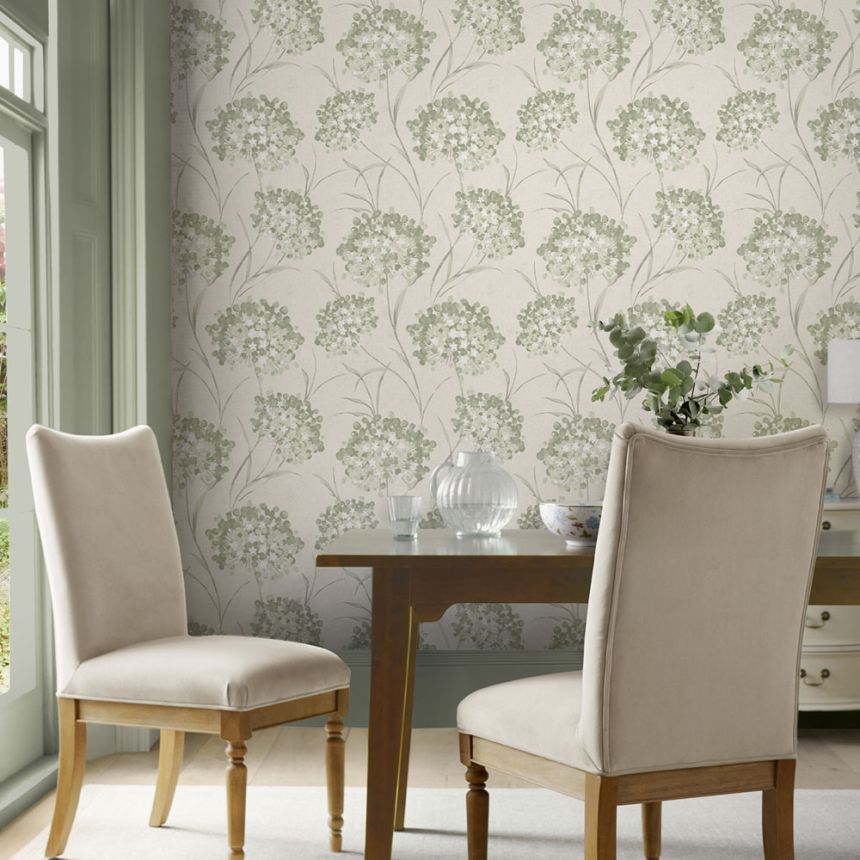 Tapéta, zöld, szürke, virágmintás, 140331, Laura Ashley 4