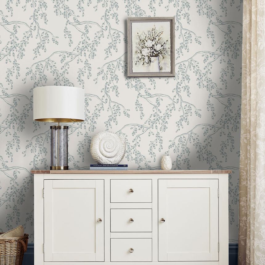 Tapéta, fehér-kék, ágacskák, 140334, Laura Ashley 4