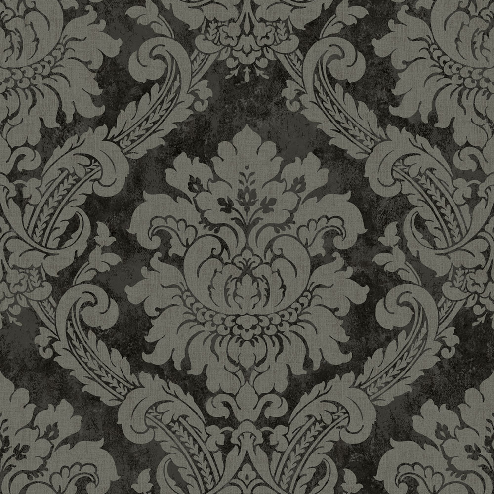 Tapéta, fekete, szürke, damasztminta, AU41005, Aurelia, Prestige Wallcoverings