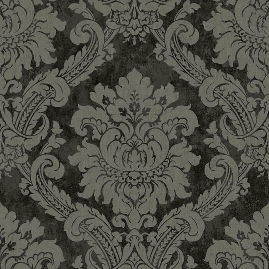 Tapéta, fekete, szürke, damasztminta, AU41005, Aurelia, Prestige Wallcoverings