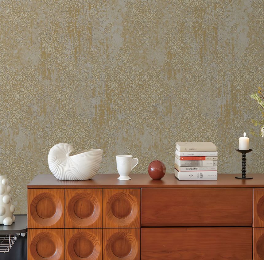 Tapéta, szürke, arany, vintage ornamentika, AU41203, Aurelia, Prestige Wallcoverings
