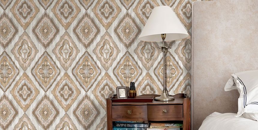 Tapéta, rózsaszín, szürke, szövet hatású, AU41403, Aurelia, Prestige Wallcoverings