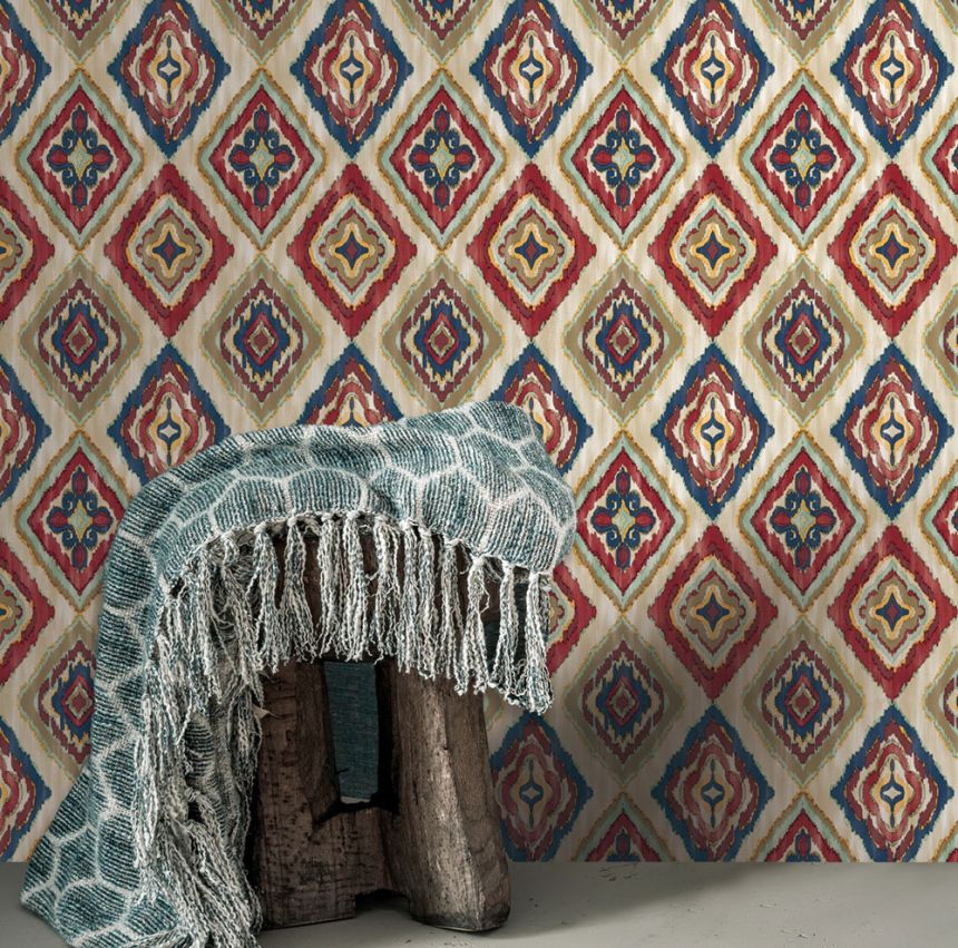 Tapéta, bézs, kék, szövet hatású, AU41405, Aurelia, Prestige Wallcoverings
