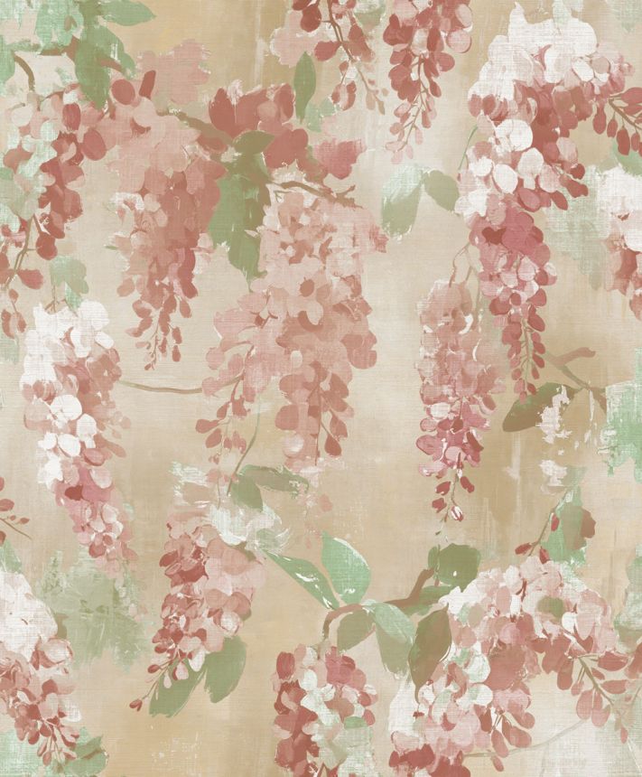 Tapéta, rózsaszín, bézs, virágok, ágak, AU41602, Aurelia, Prestige Wallcoverings