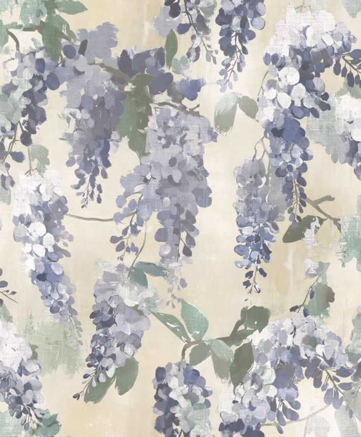 Tapéta, kék, zöld, virágok, ágak, AU41603, Aurelia, Prestige Wallcoverings