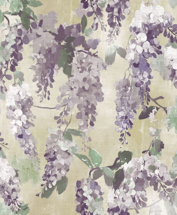 Tapéta, lila, bézs, virágok, ágak, AU41604, Aurelia, Prestige Wallcoverings