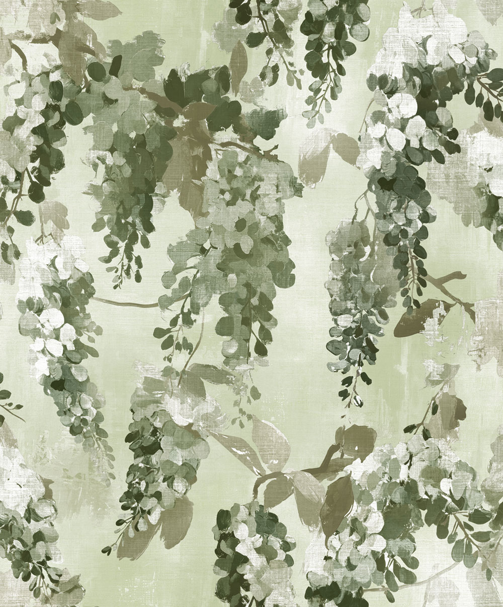 Tapéta, zöld, fehér, virágok, ágak, AU41605, Aurelia, Prestige Wallcoverings